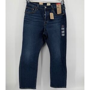 Levis Jeans Womens 32x30 Blue 501 Curve High Rise Straight Leg Stretch NWT